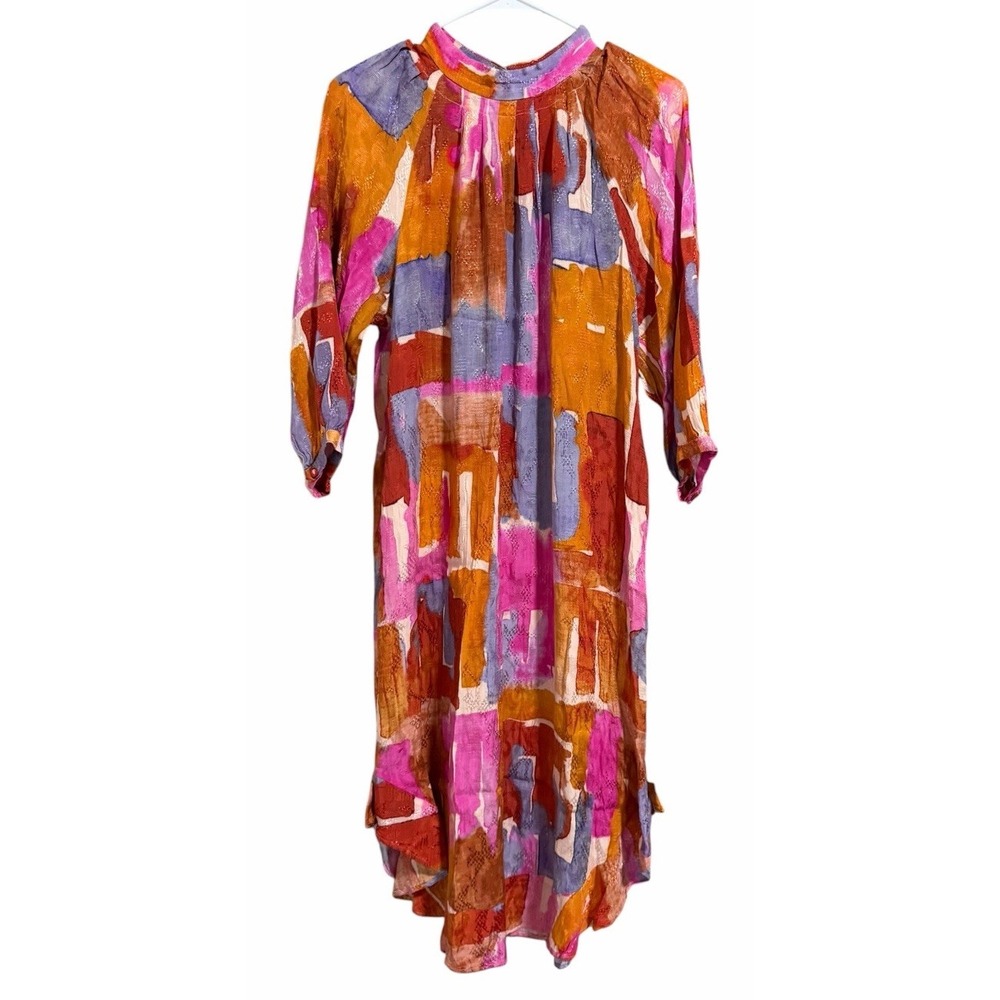 Maeve Jessamine Mock Neck Maxi Dress Multicolor Boho Women's Size Medium Petite